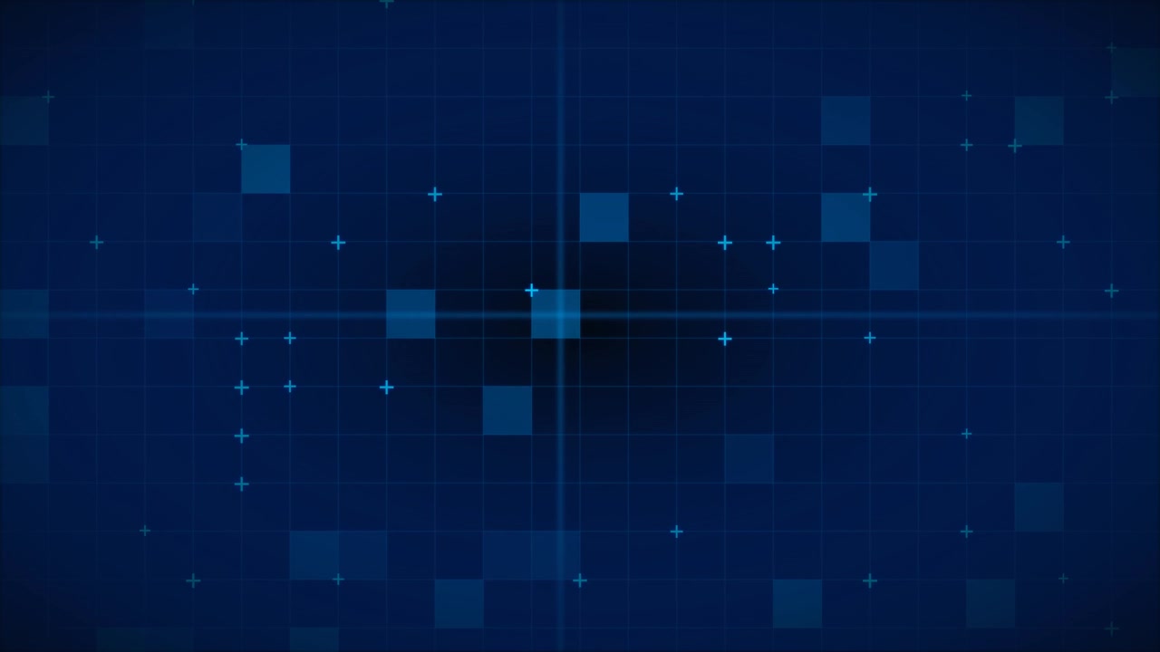 Abstract Digital Grid Background with Floating Blue Squares