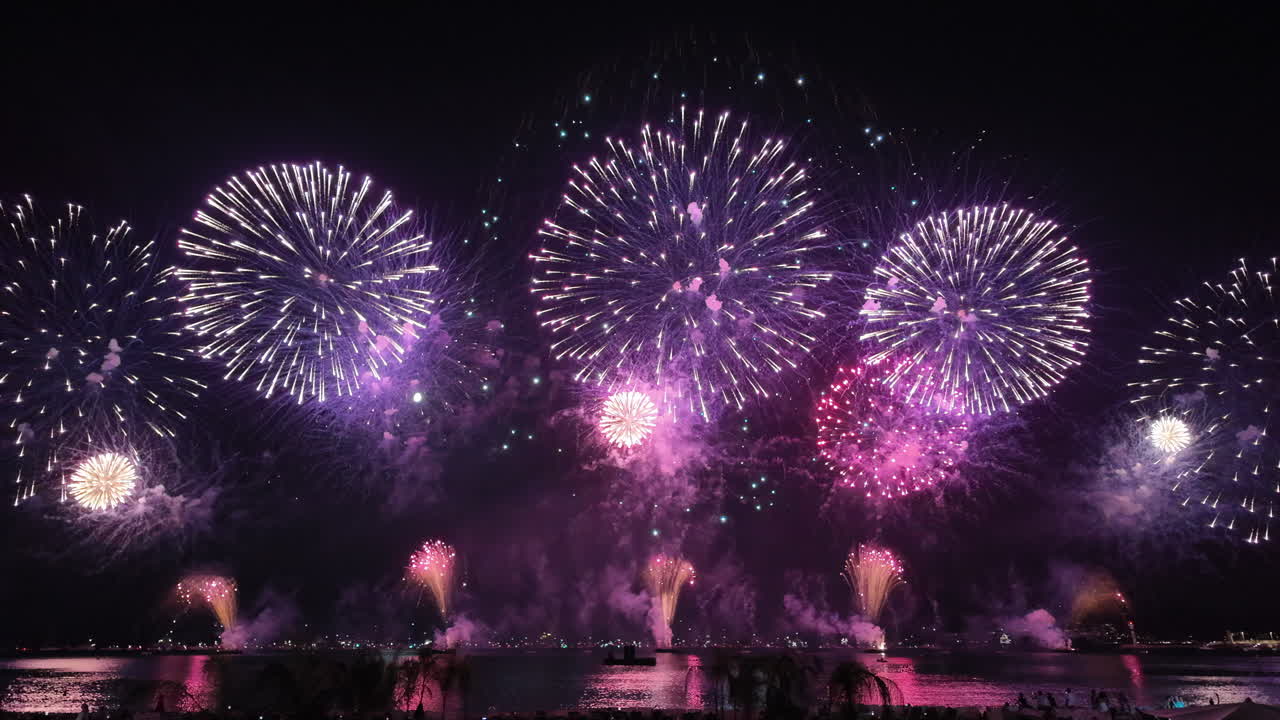 Fireworks on the sky at the Cannes Fireworks Festival at night