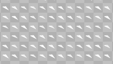 colección de aviones de papel hechos a mano. animación en bucle de un avión de papel blanco que fluye sobre un fondo gris. concepto de conexión de negocios. avión de origami volando.