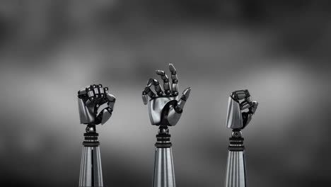 las manos del robot sobre un fondo gris