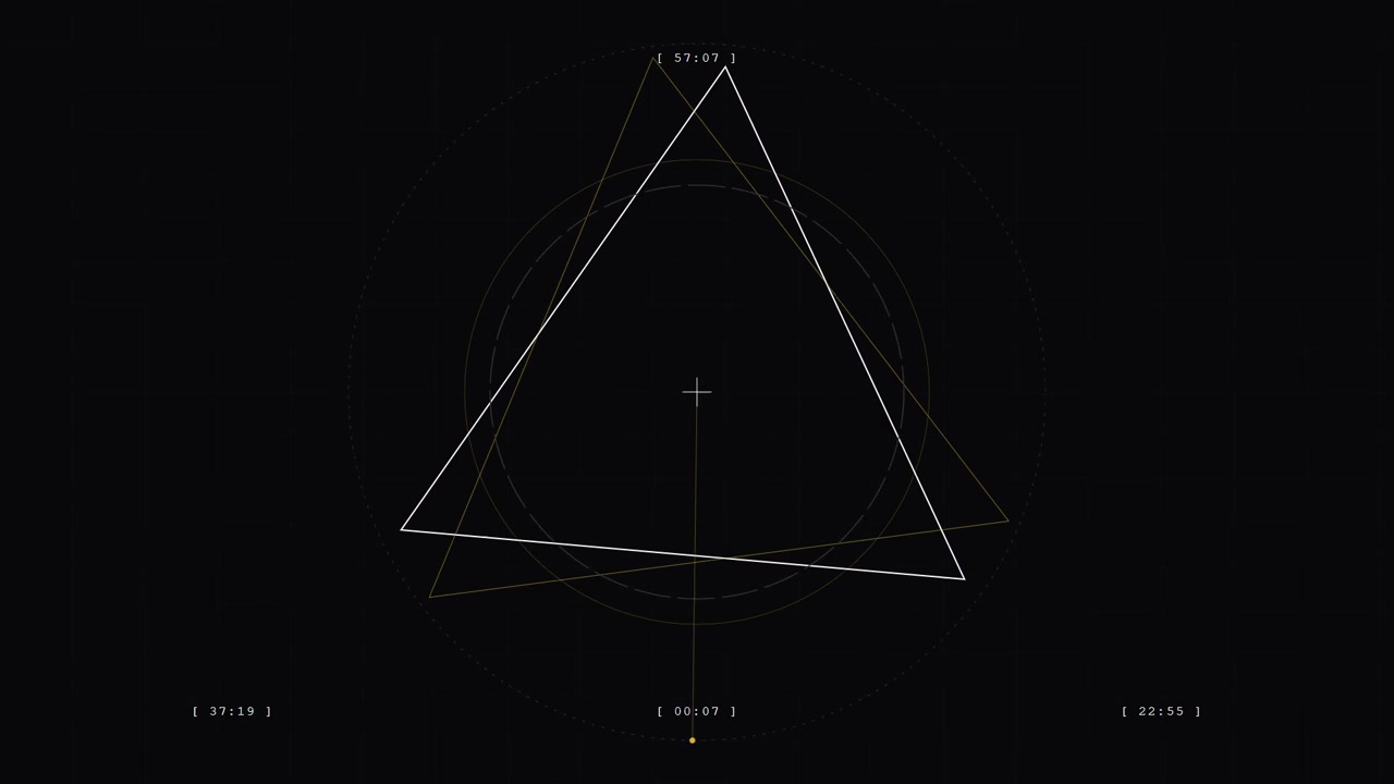 Abstract Geometric Triangle Animation with Rotating Data Overlay