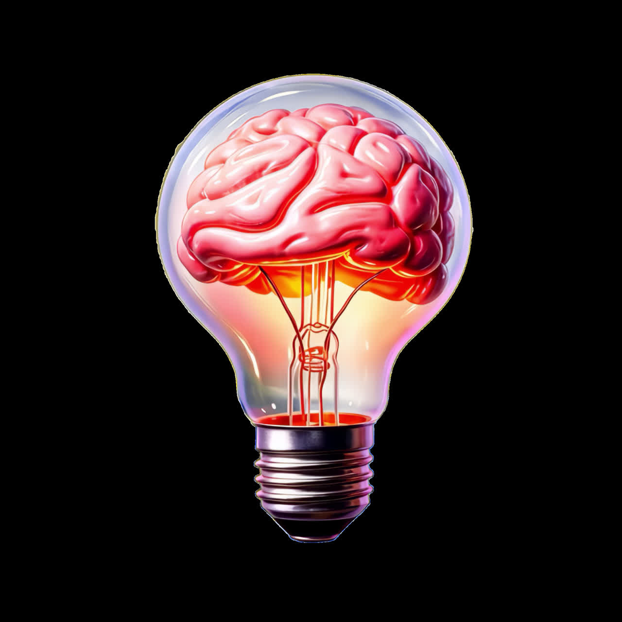 Brain lightbulb innovation concept animation isolated asset, transparent 4K video, alpha channel