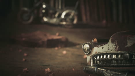 rusty car in the woods