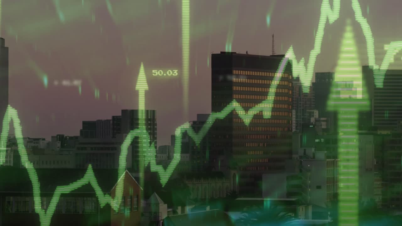 animación del procesamiento de datos sobre el paisaje urbano