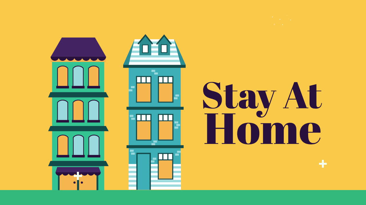 건물 전면 집에 머물 캠페인