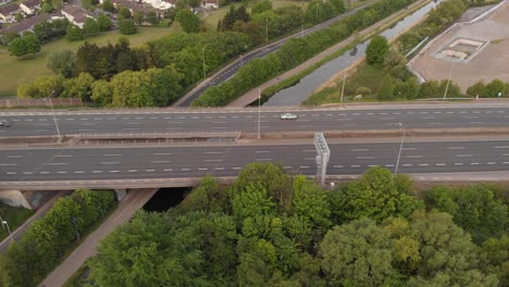 low traffic commuters on dublin motorway flyover aerial
