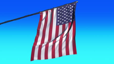 usa flag waving on blue background. seamless loop 3d animation of us symbol