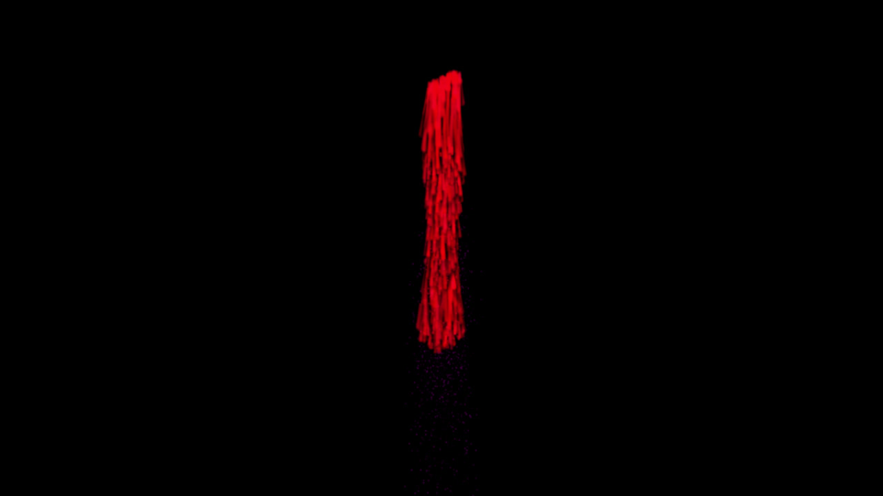 Animazione del punto esclamativo con effetto sangue che scorre su sfondo trasparente