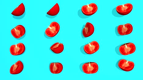 colorful pattern with red tomato 3d elements, 4k loopableless loop isolated, perfect for digital composition