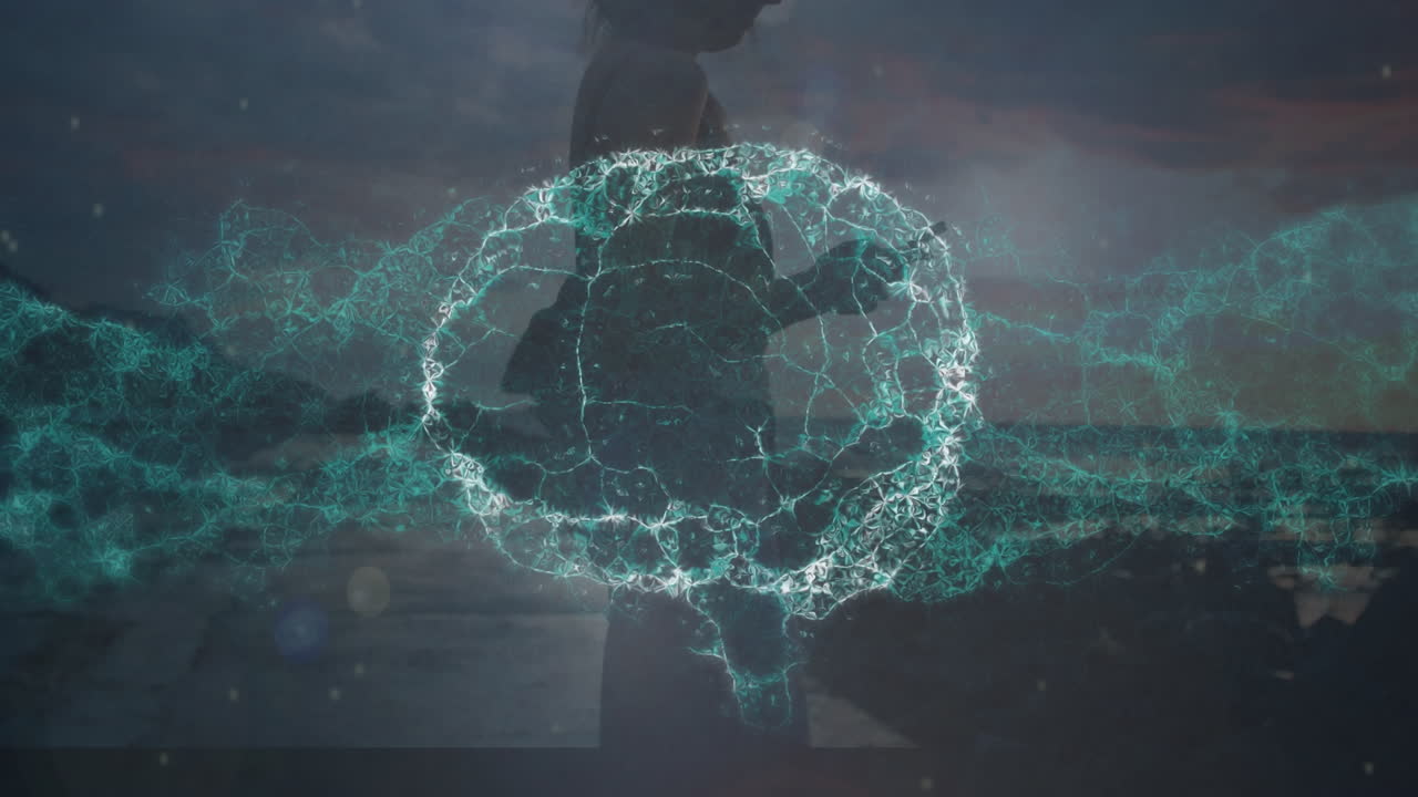 스마트폰을 이용한 여성 위의 인간 뇌의 애니메이션