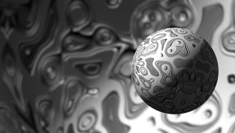 3d animation of mysterious black and white spheres. the ball rotating in abstract futuristic technology hyper space. 4k looped 3d design of hi-tech sphere on the virtual ancient tech  background.