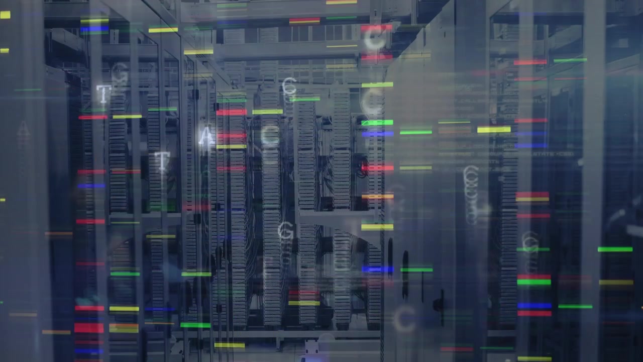 Animation of shapes over server room