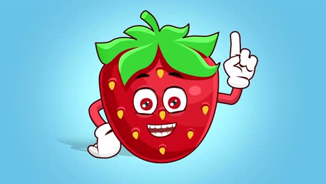 cartoon strawberry face animation think and idea with alpha matte