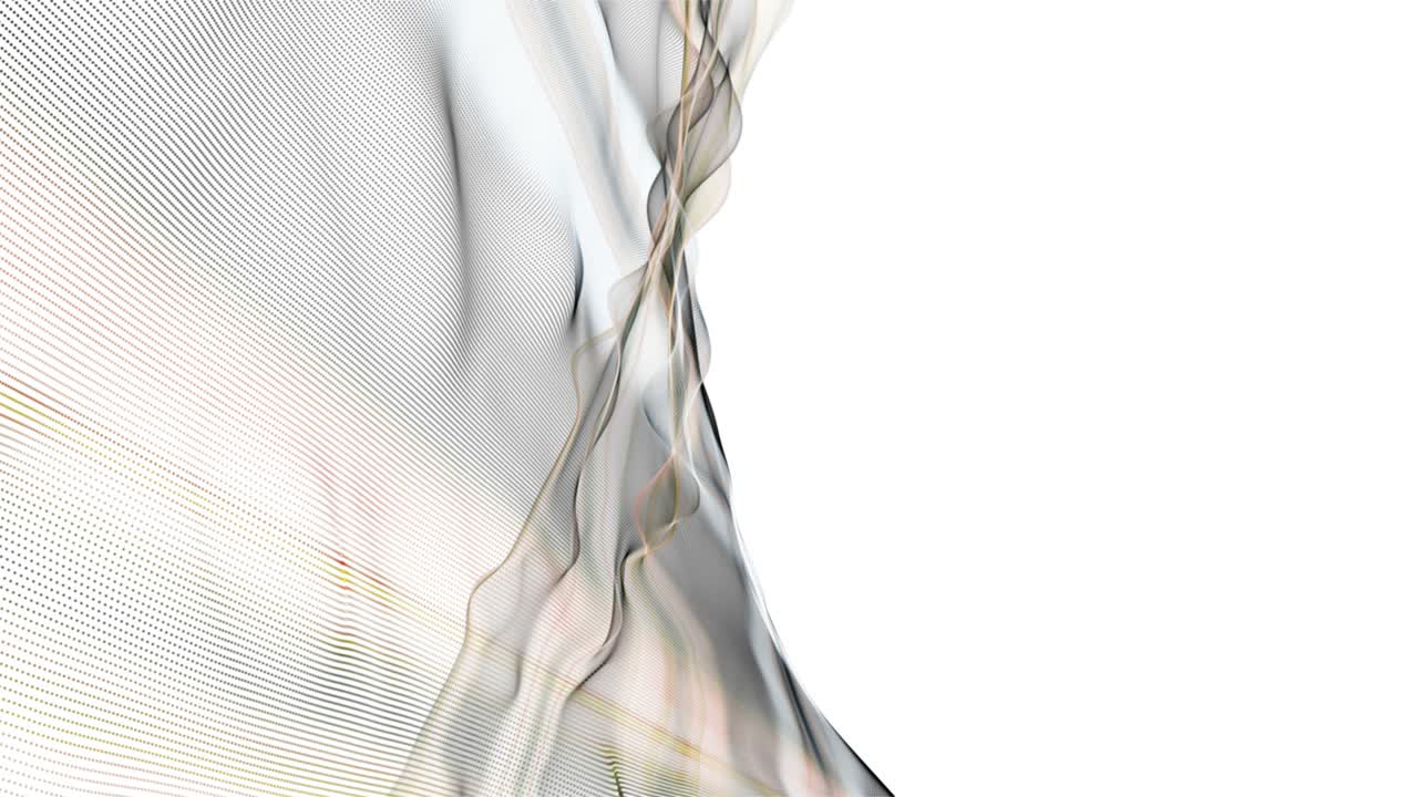 Animazione fantastica con oggetto a onda di particelle al rallentatore e spazio per il testo, 4096x2304 loop 4K