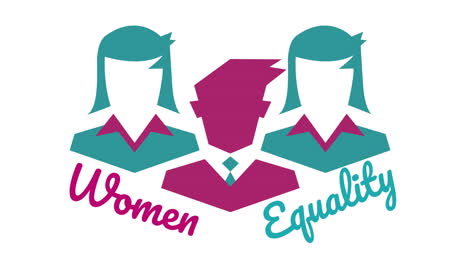animatie van zakenmensen pictogrammen over vrouwen gelijkheid tekst