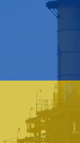 animación de la bandera de ucrania sobre la plataforma petrolífera