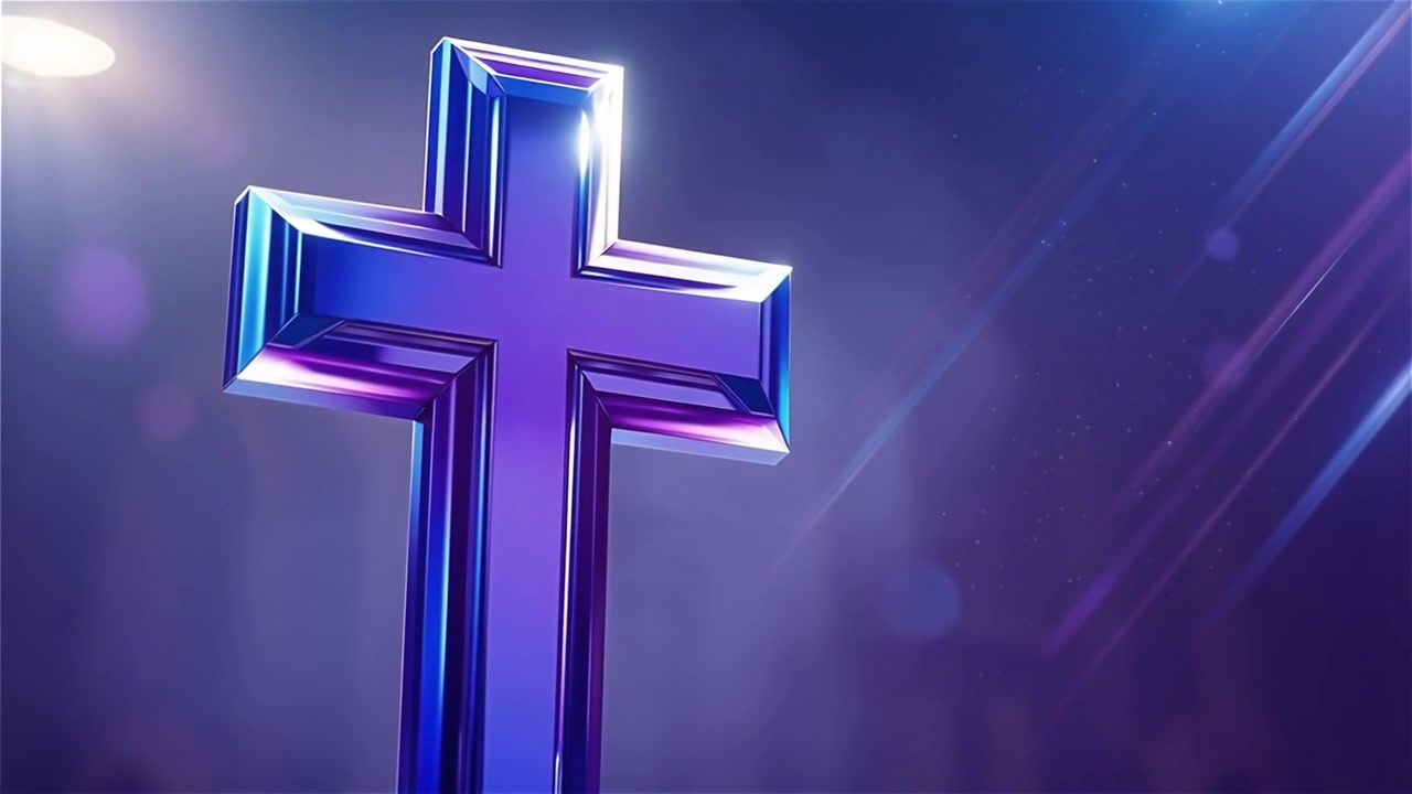 Croce Cristiana Luce Celestiale Sfondo per il Culto.
