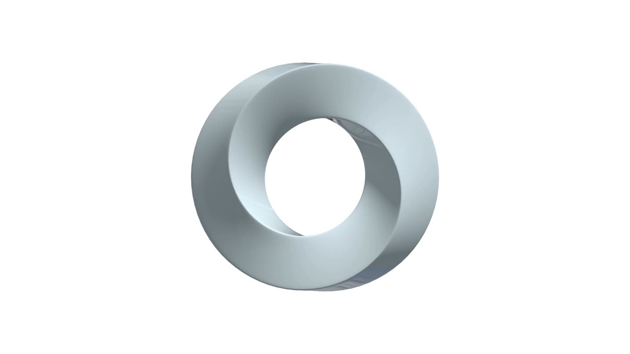 anillo de banda de mobius geometría sagrada. figura espacial con superficies volteadas hacia arriba. ilusión óptica con doble contorno circular renderizado en 3d