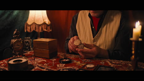 a photographer and an antique dealer in the gypsy circus cart