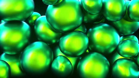 abstractas bolas blandas coloridas se mueven e interactúan entre sí con presión interna tratando de encontrar un lugar para sí mismas.
