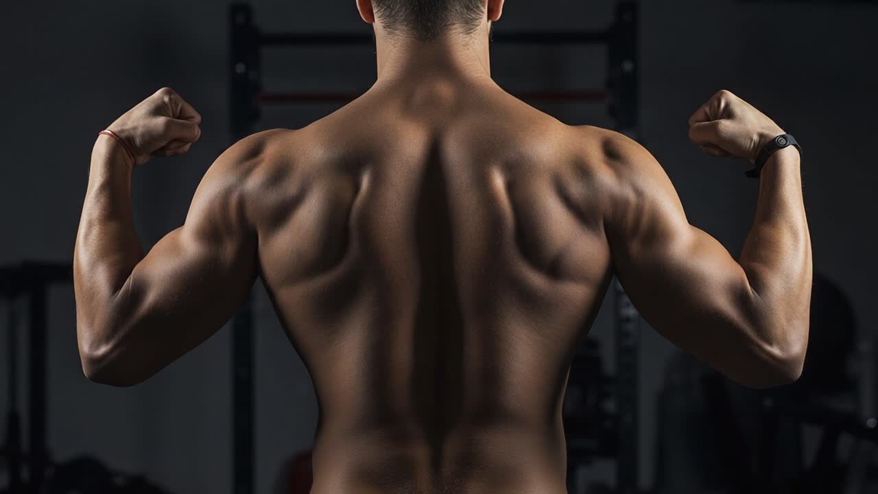 Astonishing Transformation: A Fitness Journey Showcasing Impressive Muscle Development and Strength Through Back Musculature in a Gym Environment