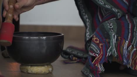 tibetan singing bowl used to make sound during meditation session