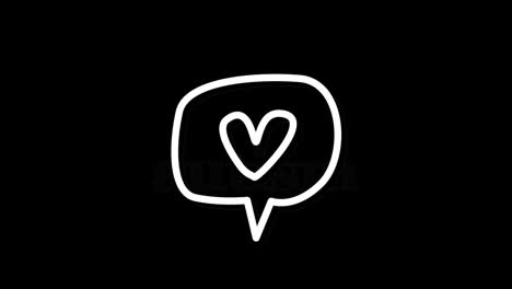 animation of flickering speech bubble with heart on black background