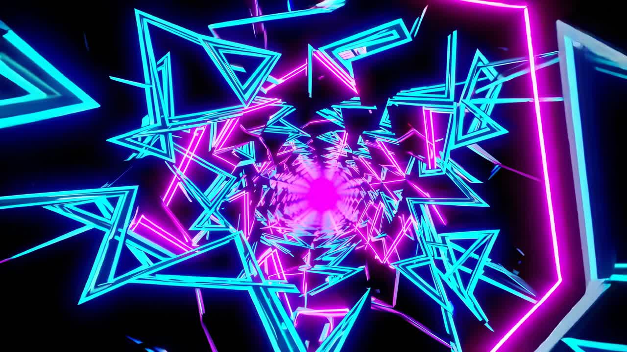 tunel trójkątny neonowy