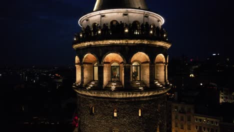 galata tower illuminated night