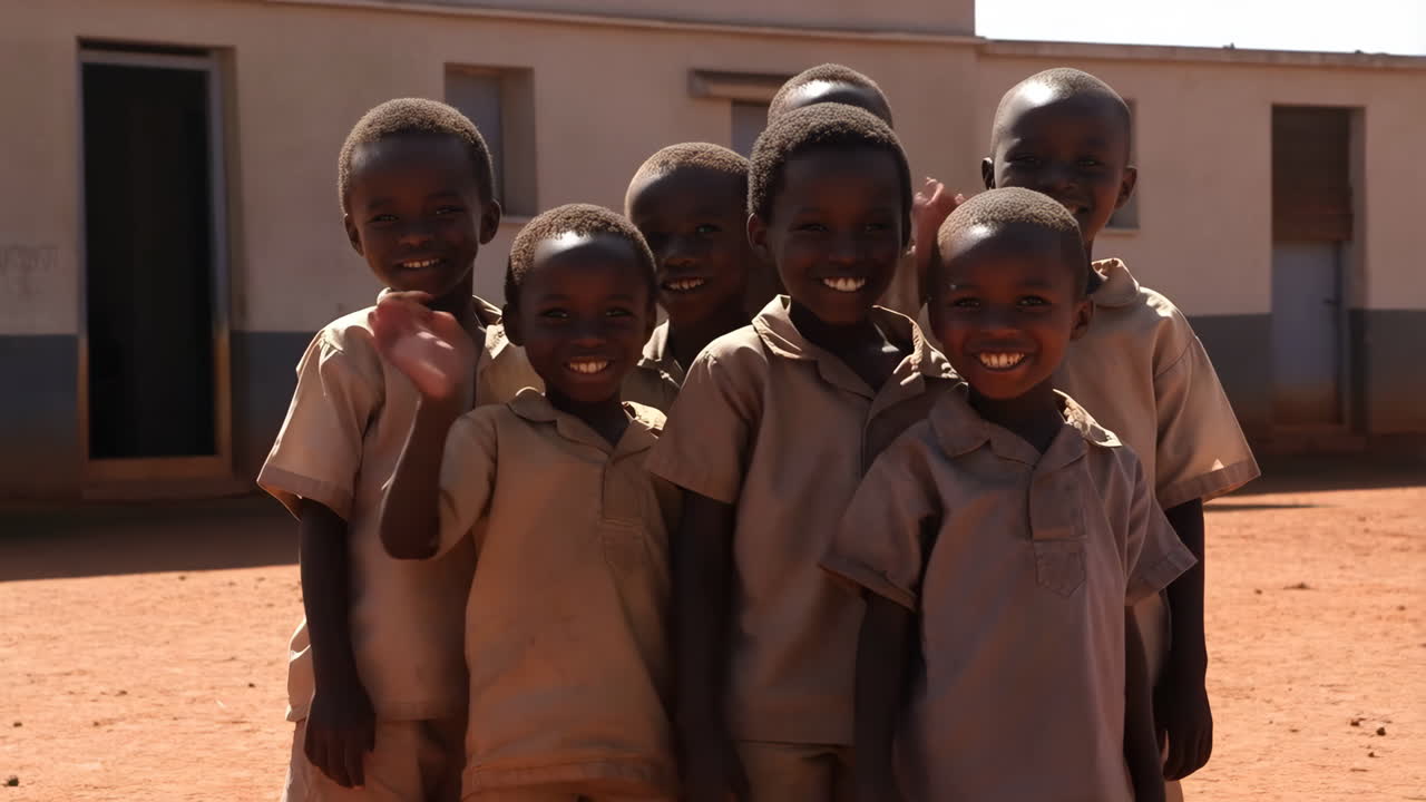 Group of happy African school children smiling