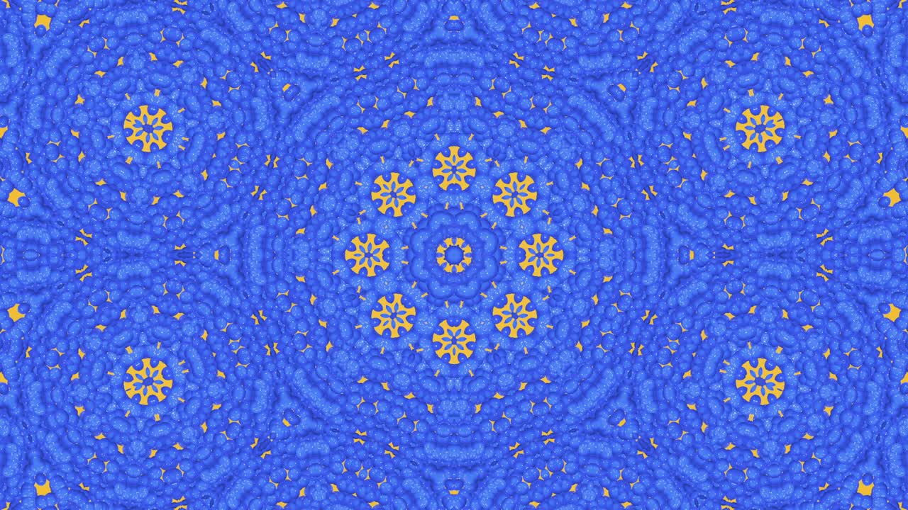 el fondo decorativo abstractamente adornado en bucle 3d. hipnótico caleidoscopio de colores acuáticos de moda.