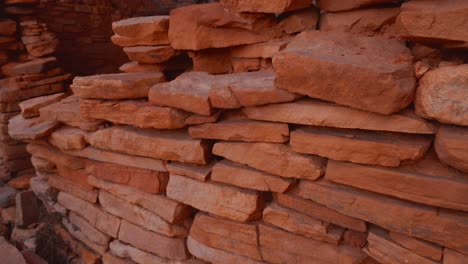 Close-up-of-Sedona-Arizona-Cliff-dwelling-ruins-camera-pan-left