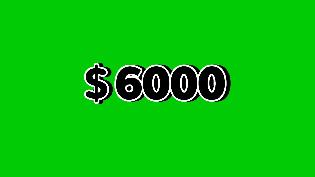 Etiqueta de preço animada de $6.000 com efeitos de fumaça e motion graphics em plano de fundo de tela verde. Perfeito para anúncios, e-commerce, varejo, descontos e promoção, como elemento de vídeo para conceitos de negócios.