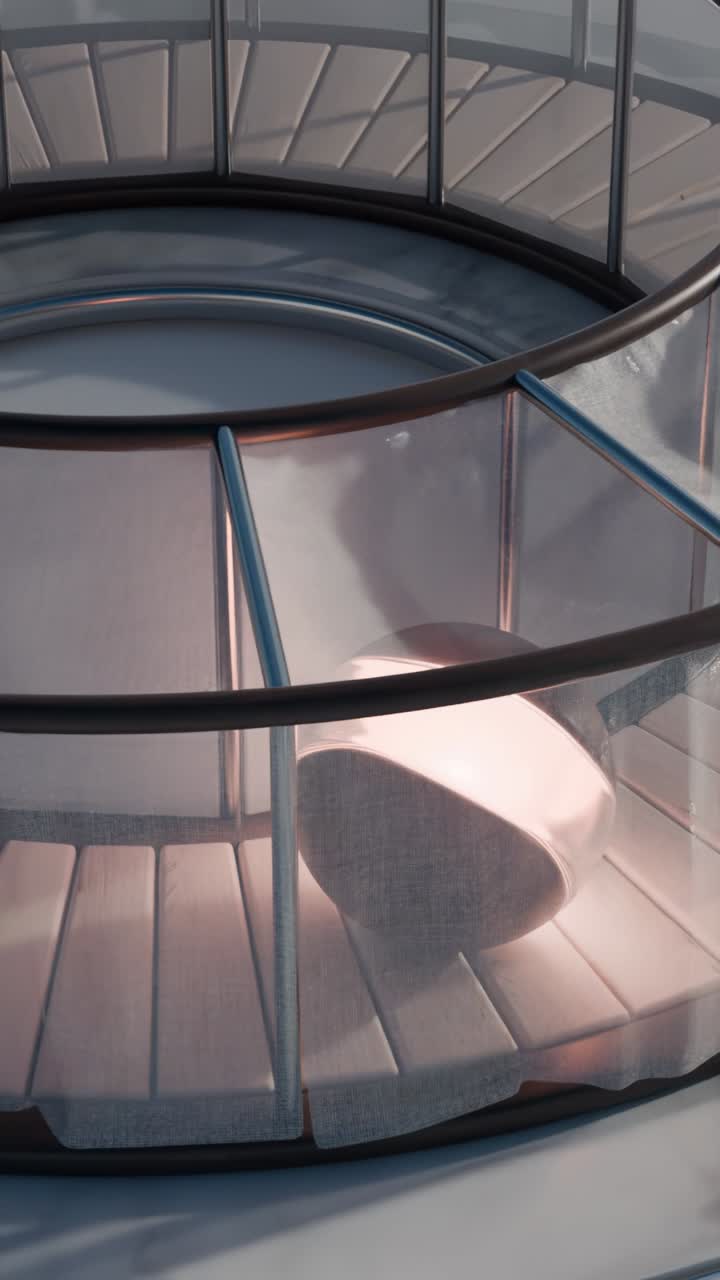 Modern Architectural Interior with Circular Glass Enclosure