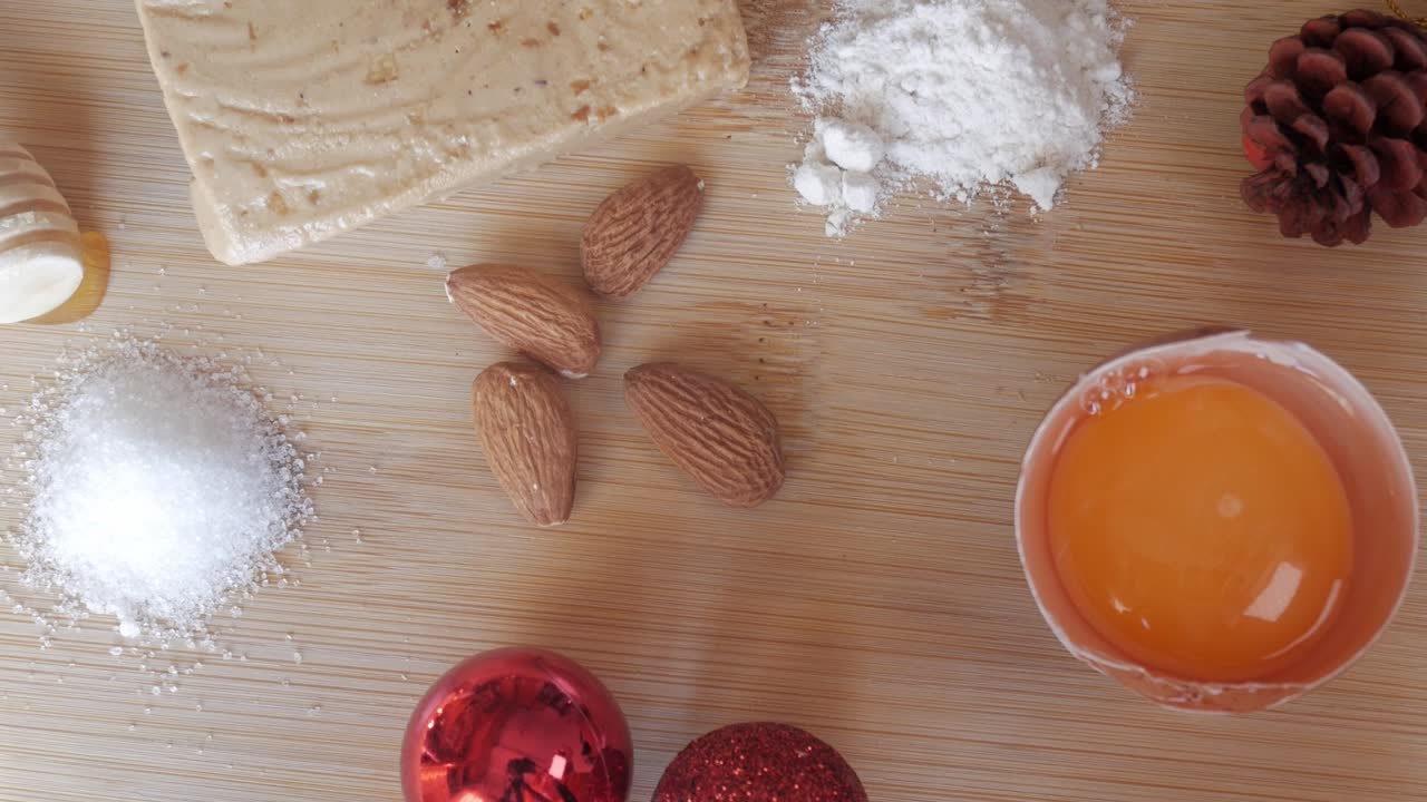 Almond treats with flour and eggs for a Spanish Christmas dessert