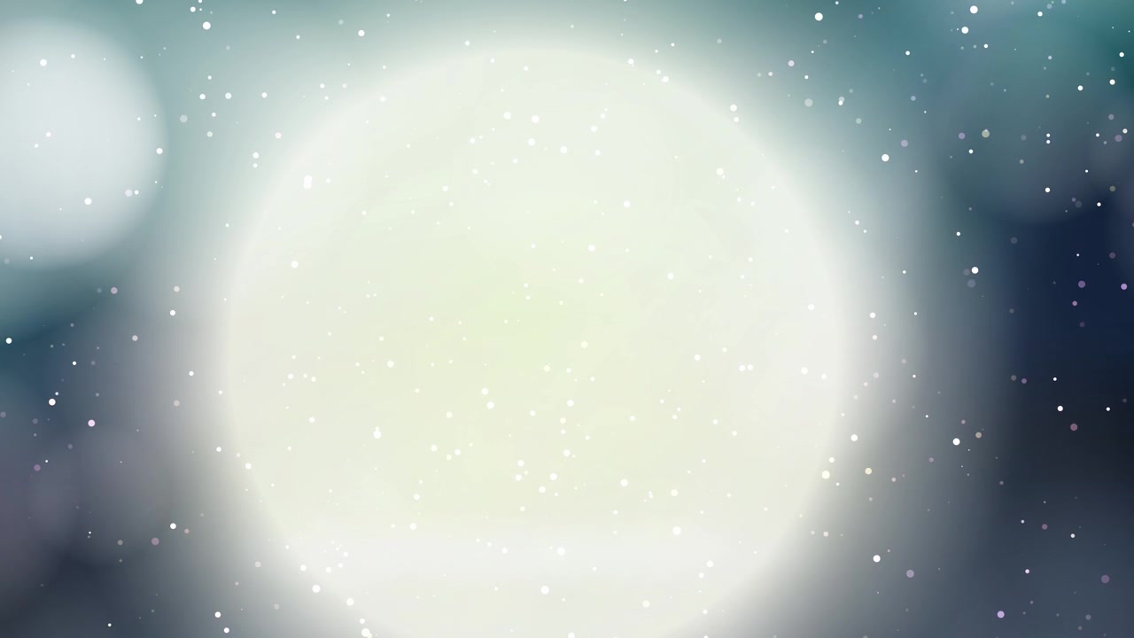 Luci di scena soffuse e brillanti pulsano con particelle di glitter scintillanti e bokeh color verde acqua in un loop continuo