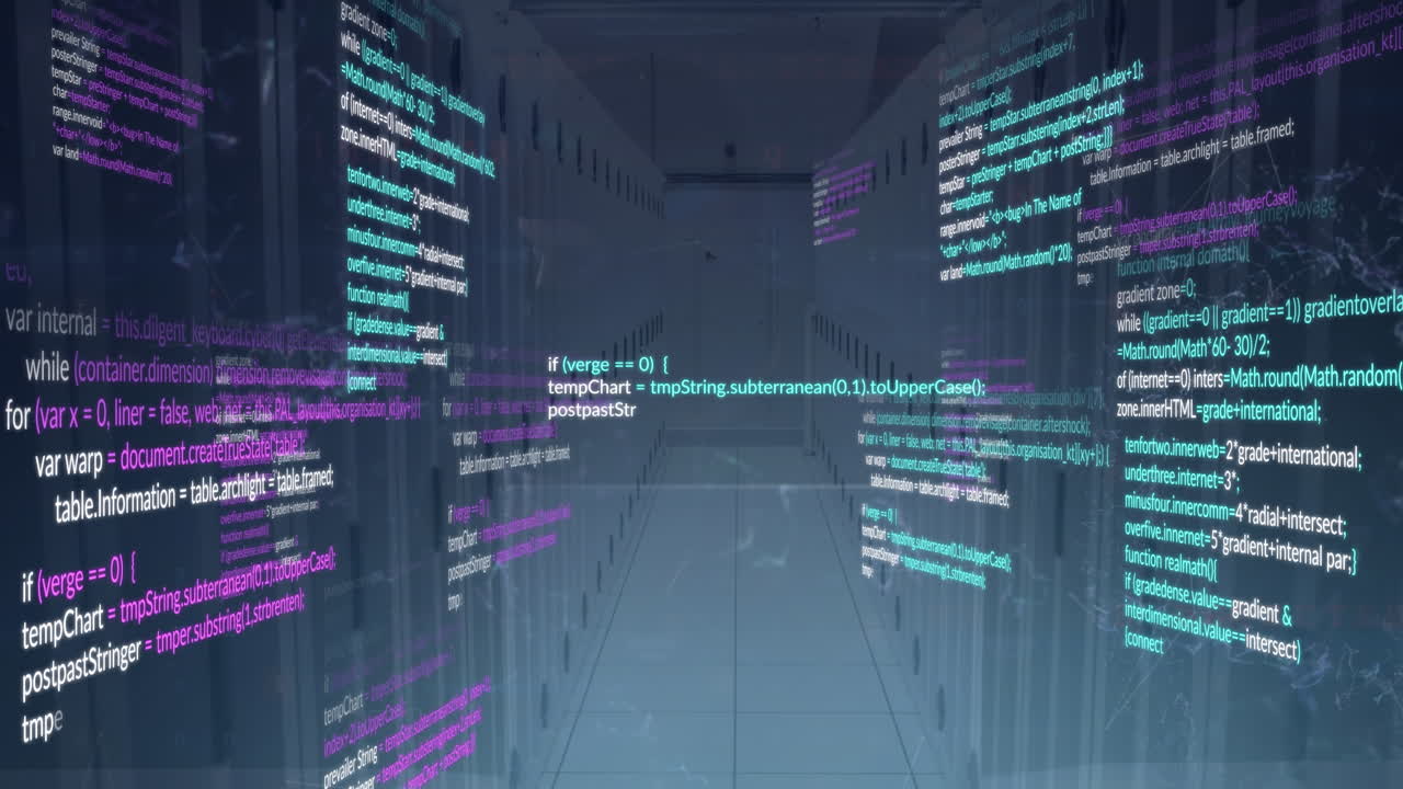 컴퓨터 서버를 통해 데이터 처리의 애니메이션