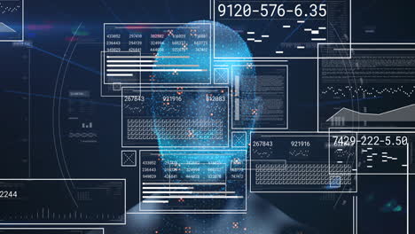 animation of digital face with data overlay, representing artificial intelligence concepts