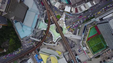 aerial view of a busy intersection in bangkok