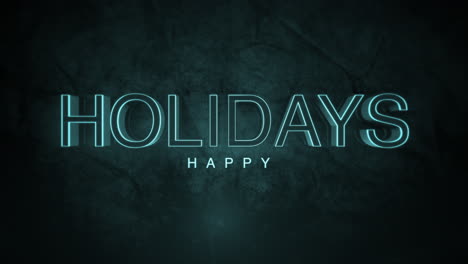 monochrome happy holidays on dark blue gradient