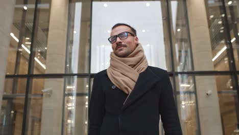 handsome stylish businessman walking out of business center