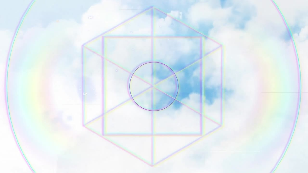 움직이는 모양과 구름이 있는 하늘에 대한 간섭의 애니메이션