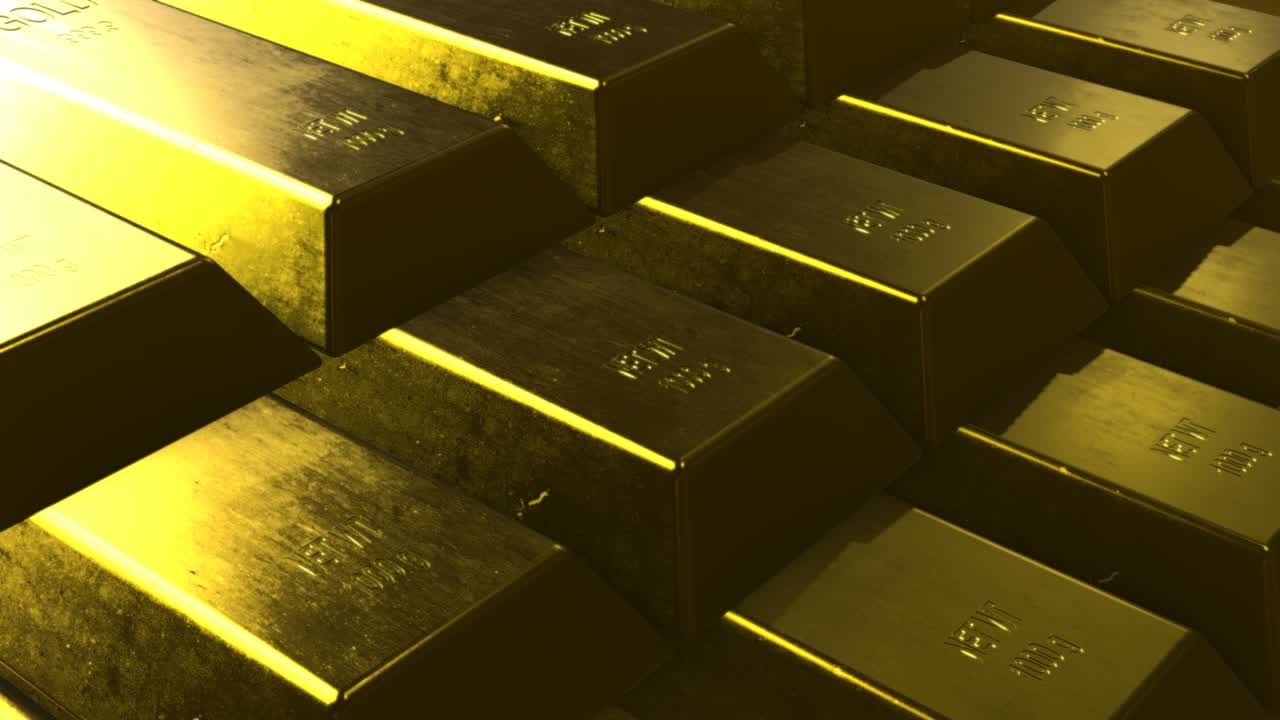 3d 렌더링 골드 잉고트 스 비디오
