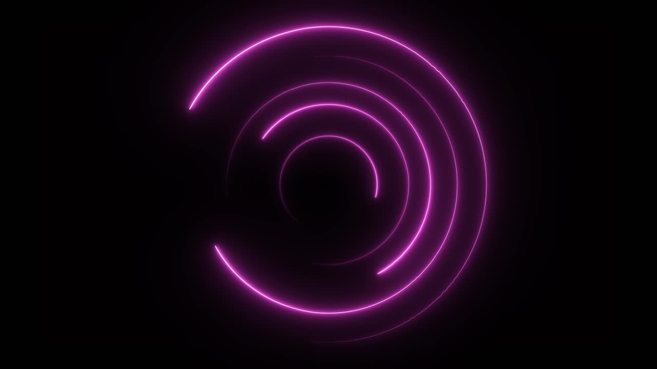 círculo de neón sin costuras abstracto. círculos de neón púrpura fondo de movimiento de alta tecnología círculo sin costuras. video animación 3d