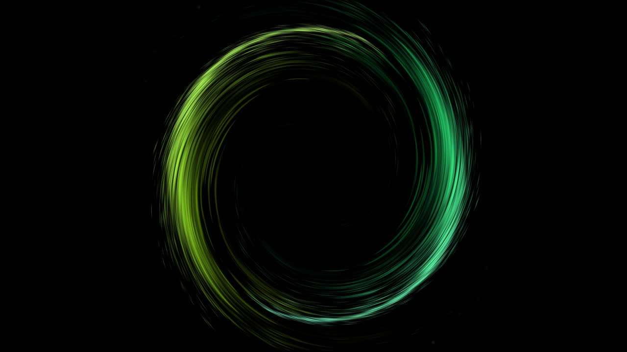 animación de círculo brillante de prueba de luz verde con espacio de copia en fondo negro