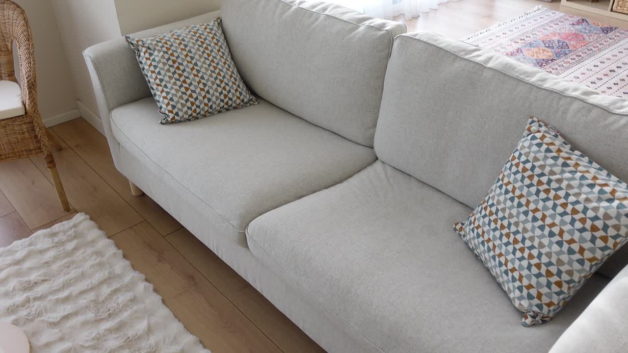 Stylish Gray Sofa in a Modern Living Room