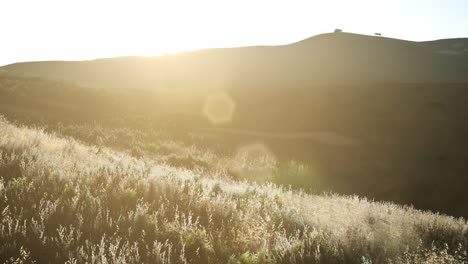 sunset over the valley fields