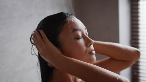 Woman Relaxing in a Shower