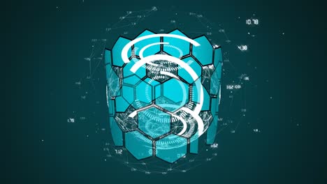 animation of scope scanning data processing and statistics recording with cylinder formed with hexag