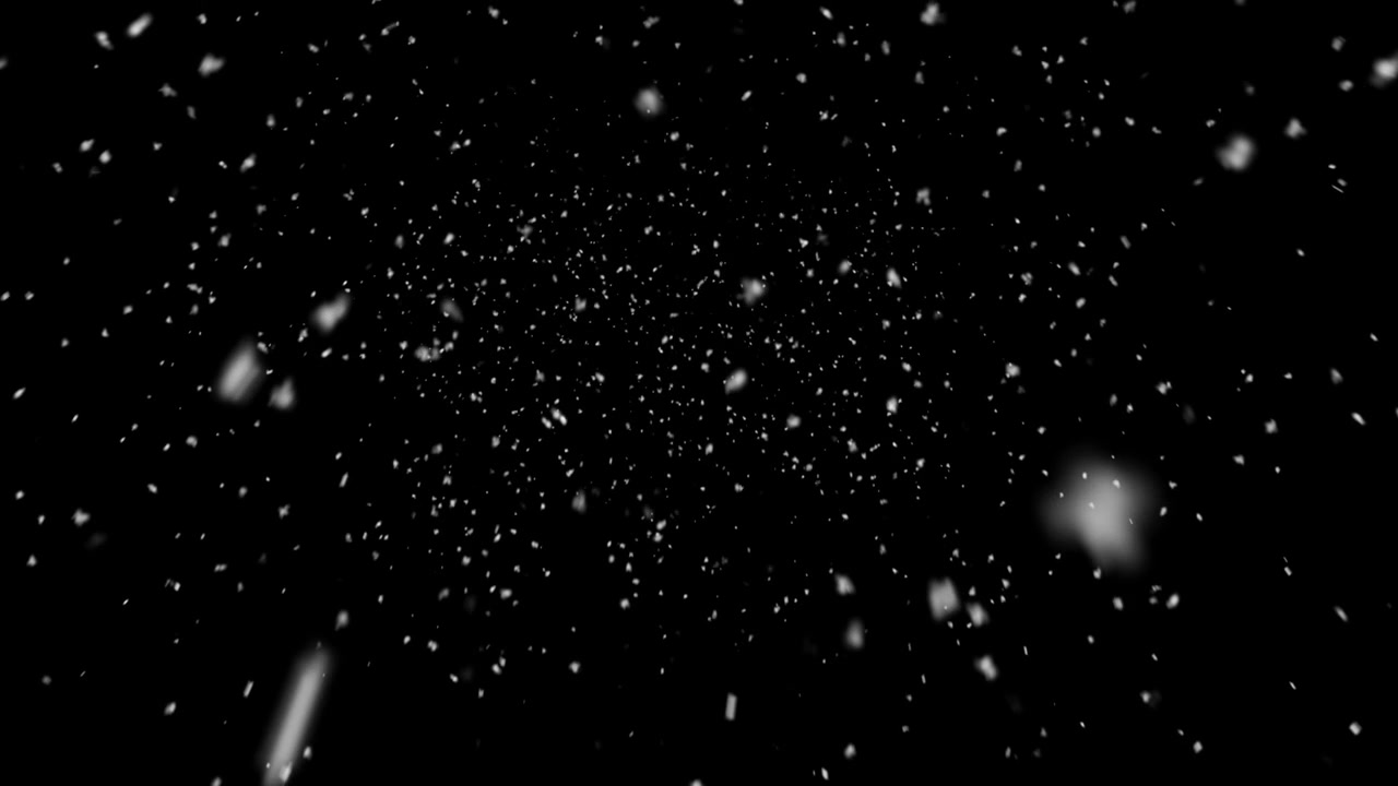 White snow particles or stars fall fast against black background. Perfect for winter, space, or speed concepts. Seamless loop